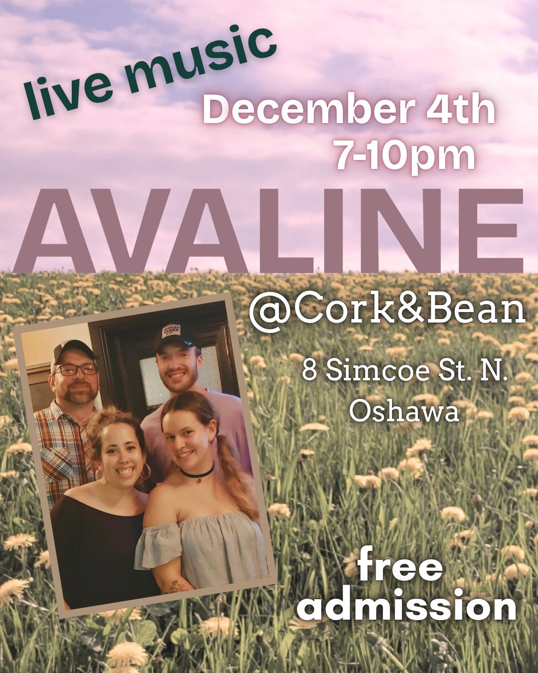 Avaline at Cork & Bean, December 4, 7–10 p.m., free admission