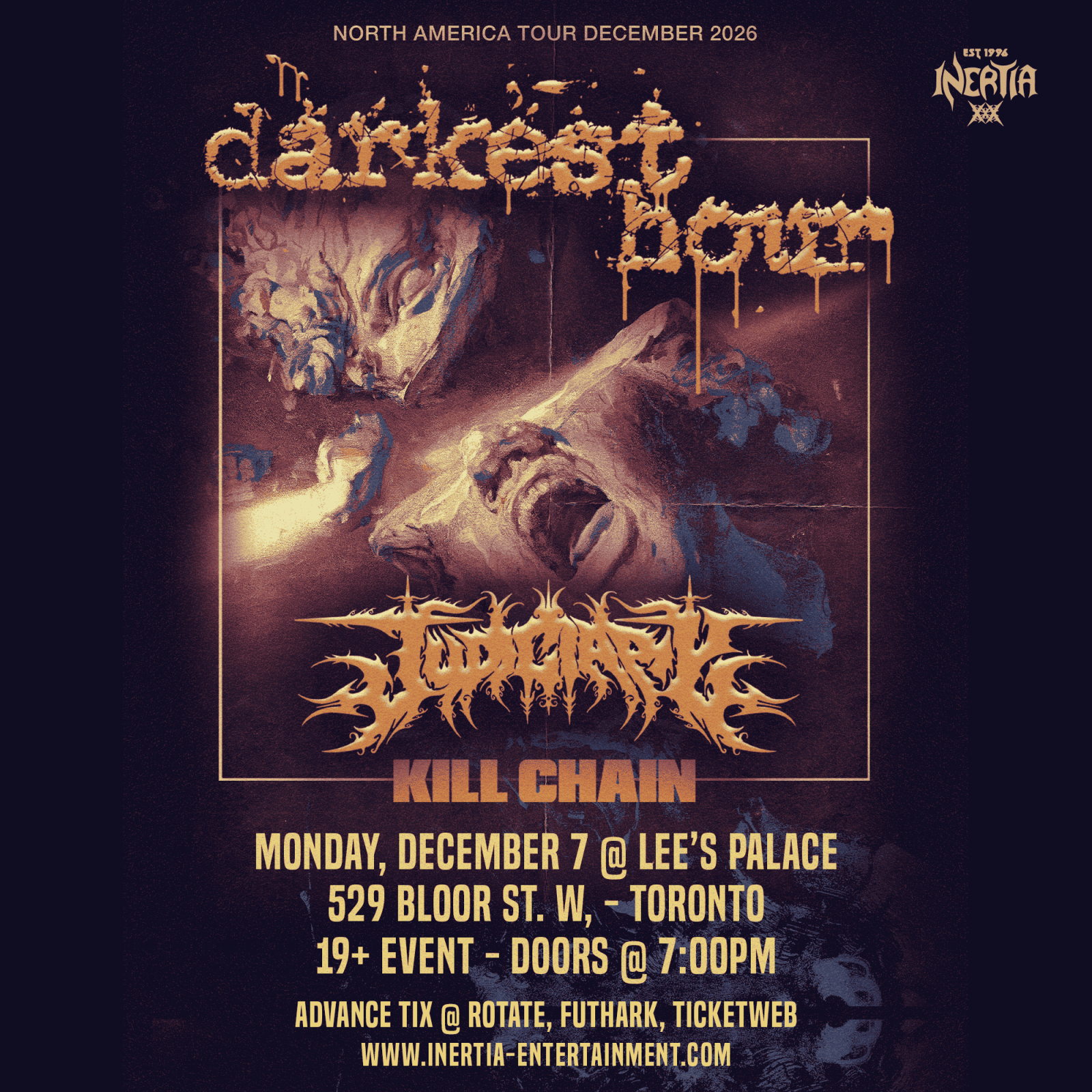 Official event poster for Darkest Hour w/ Judiciary & Kill Chain