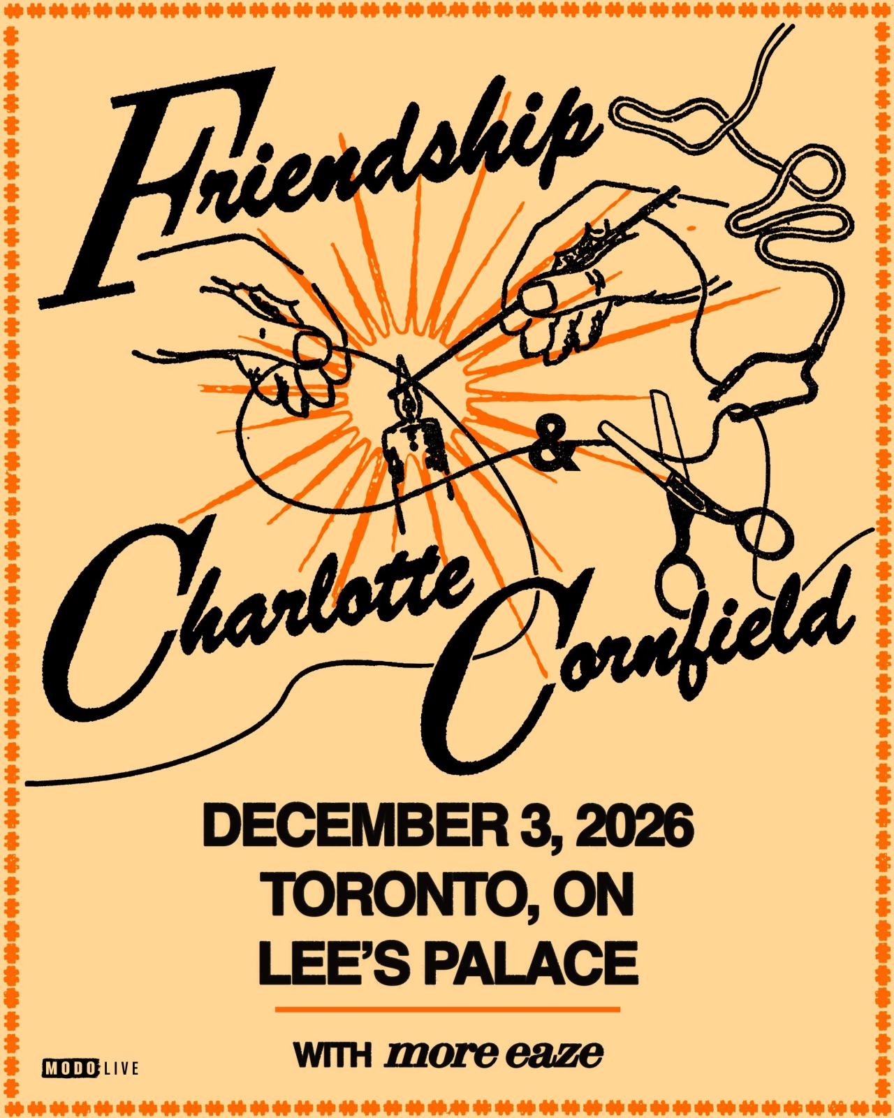 Official event poster for Charlotte Cornfield and Friendship with more eaze