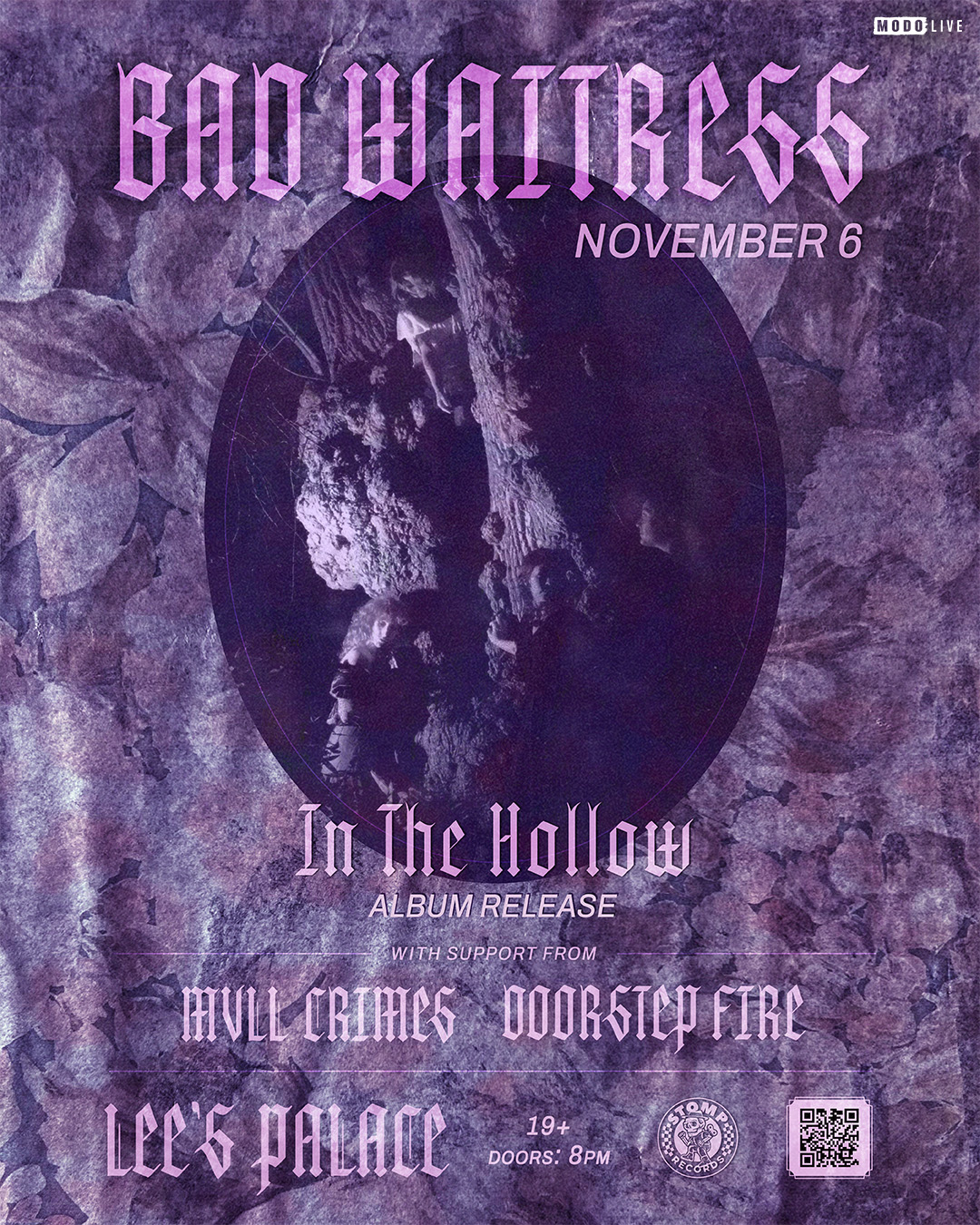 Official event poster for Bad Waitress w/ MVLL Crimes & Doorstep Fire