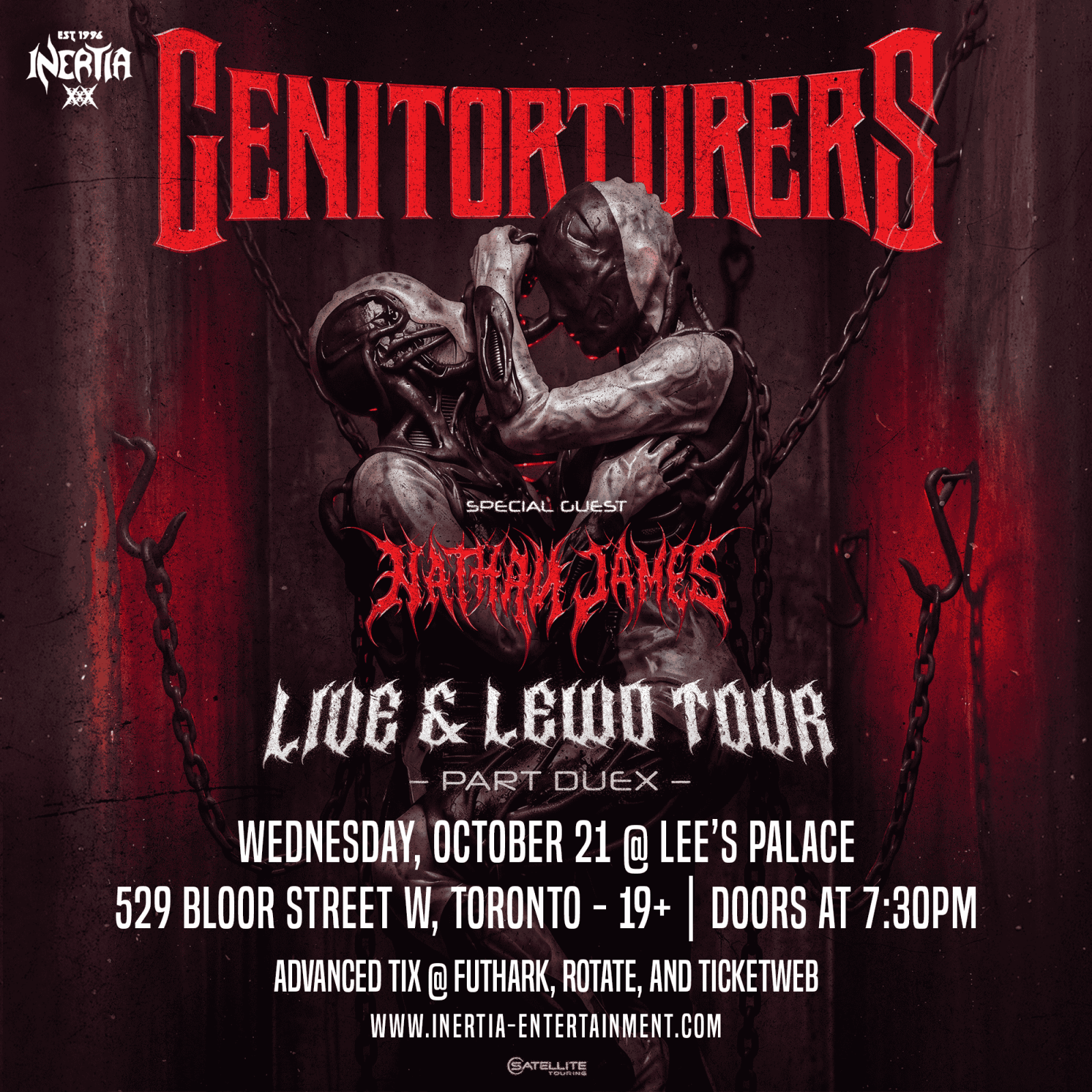 Official event poster for GENITORTURERS - LIVE + LEWD TOUR