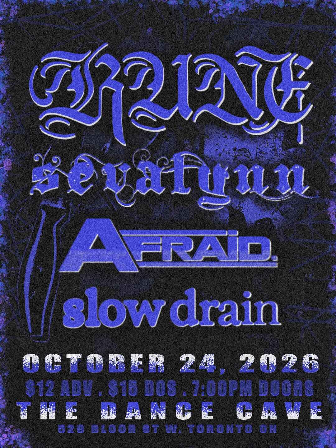 Official event poster for Sevalynn Fall Tour 2026 Toronto - Rune, Sevalynn, Afraid