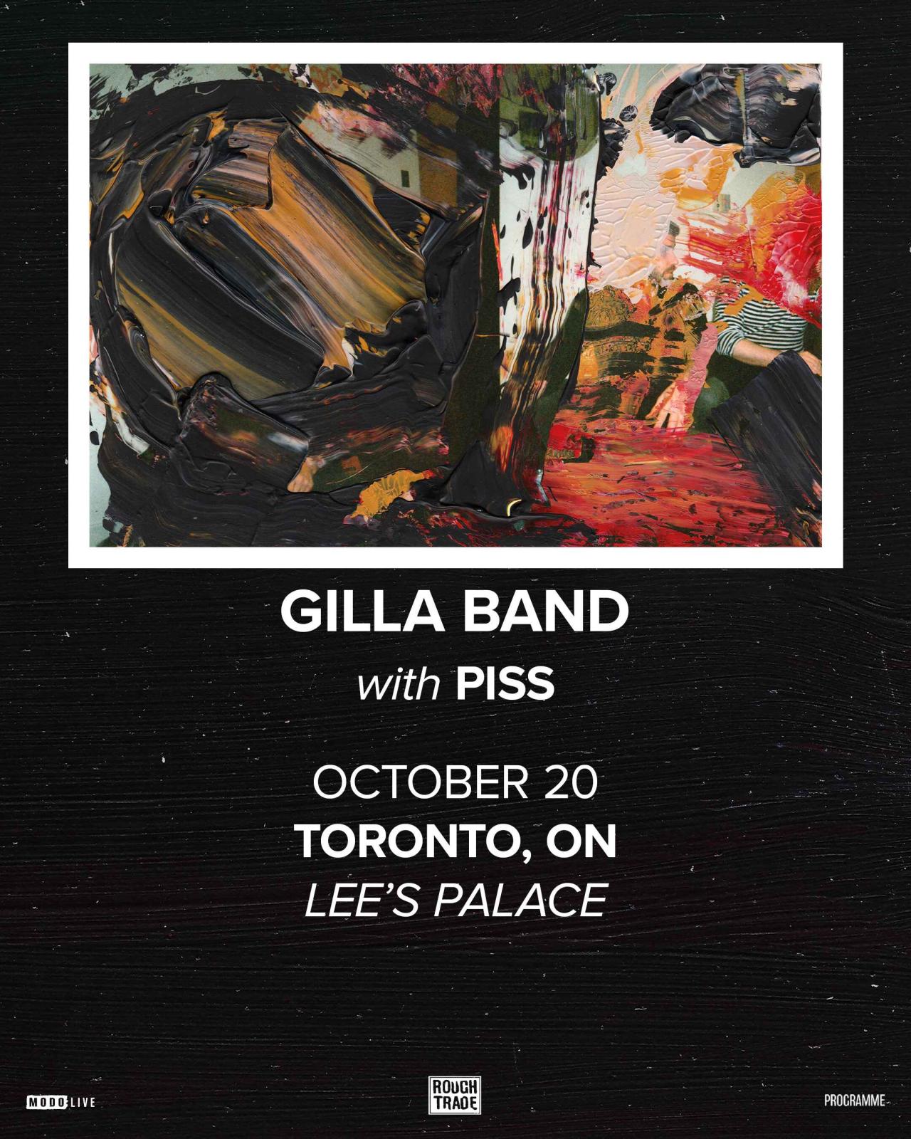 Official event poster for Gilla Band w/ Piss