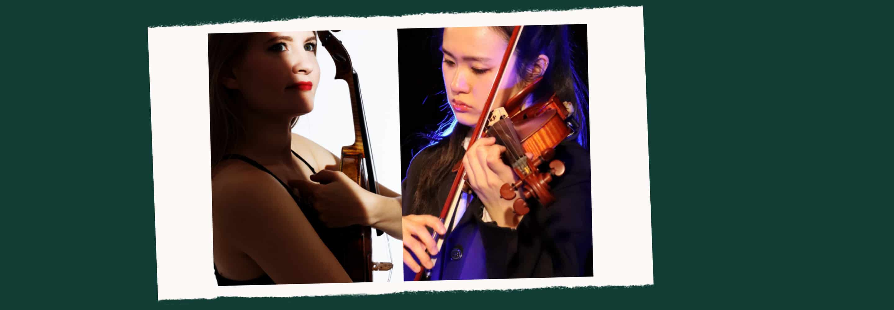 Judith Fliedl and Roan Ma in official Violins Unbound promotional artwork
